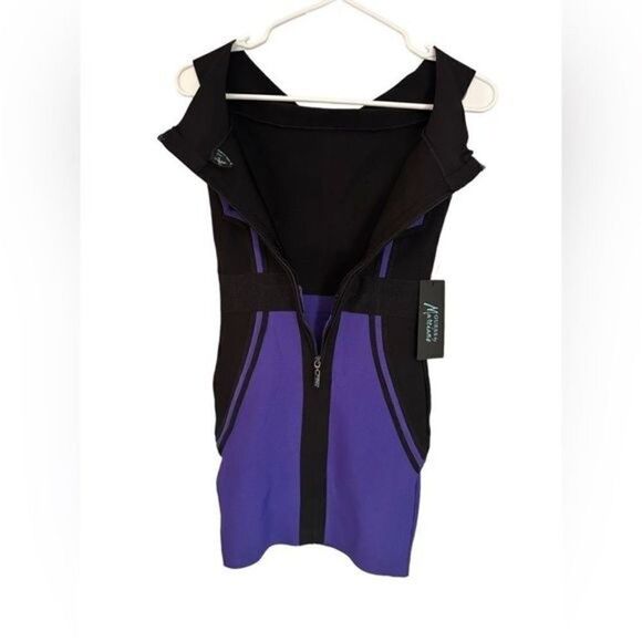 Guess by Marciano Bandage off shoulder Dress XS NWT black and purple mini - Picture 8 of 12